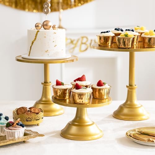 HBlife 3-Piece Gold Cake Stand Set 81012 Plates