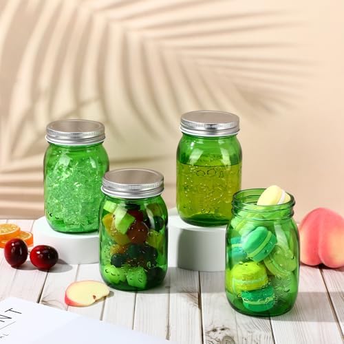 Pinkunn 12 Pcs Dark Green Mason Jars with Lids