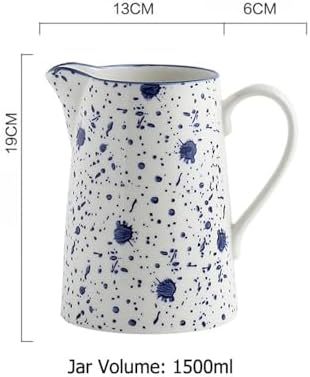 15L Blue Ceramic Water Kettle with Handle Pitcher