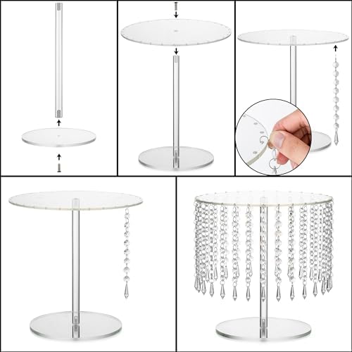 NUPTIO Clear Acrylic Cake Stand 122 Inch Round