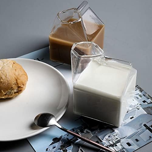 Milk Frothing Pitcher Creative Square Glass Milk Jug for Kids 350ml