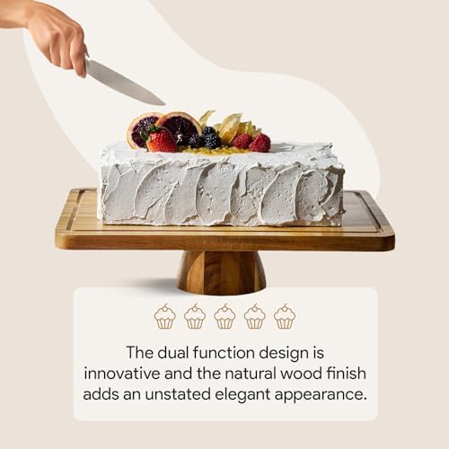 Homesphere Acacia Wood Cake Stand with Lid