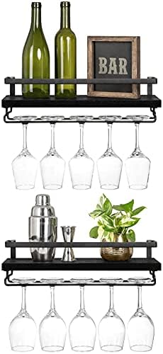 Mkono Wall Mounted Wine Rack Set of 2 Black