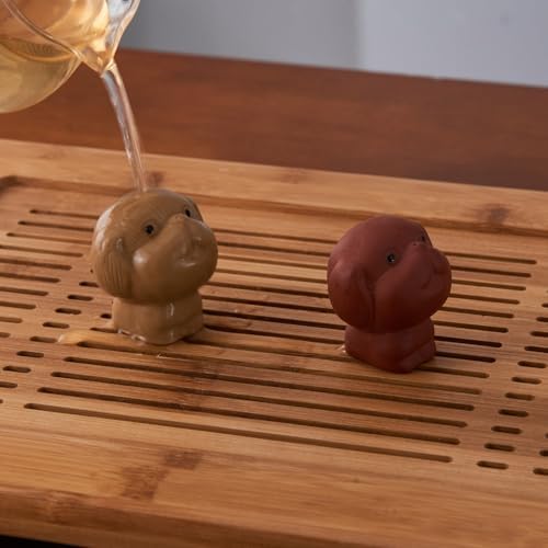 2Pcs Purple Sand Tea Pet Dog Kungfu Tea Set for Tea Lovers