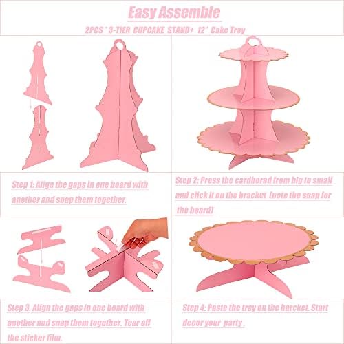 MRPAPA Pink Cupcake Cake Stand Tray 3-Tiered