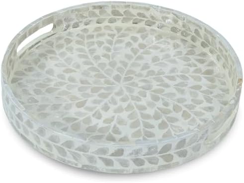 CLAYNIX 125 Inch Round Serving Tray with Handles