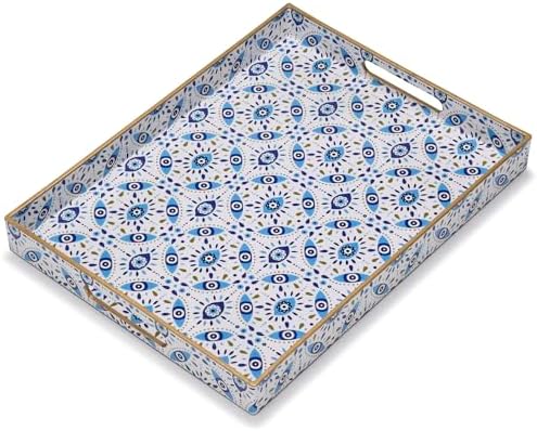 Evil Eye Rectangular Serving Tray with Handles