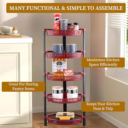 2 Pcs Folding Plastic 5 Tier Fruit Veggie Storage Stand