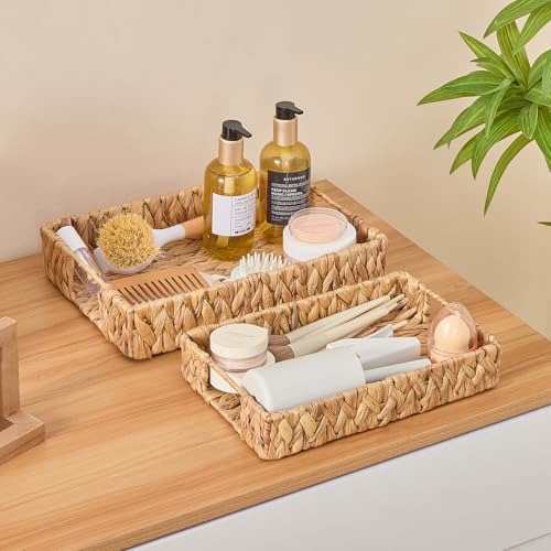 Nemshin Hand-Weaving Wicker Serving Tray Set of 2