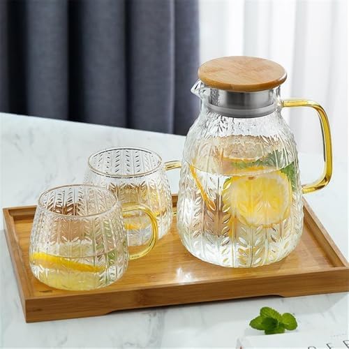 Cold Kettle 1500ML Glass Water Pitcher with Stainless Steel Lid