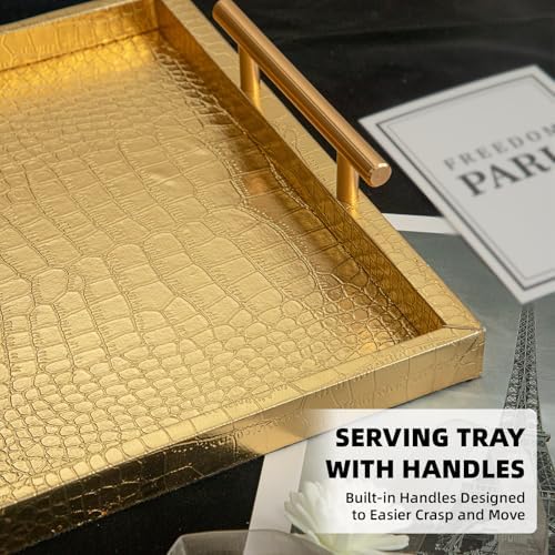 Modern Elegant Large Wood Serving Tray Set of 2