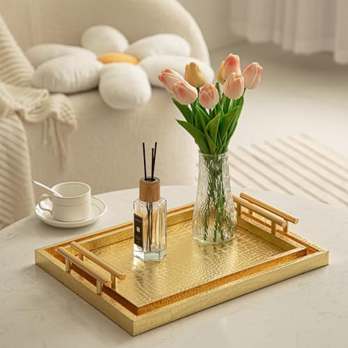 Modern Elegant Large Wood Serving Tray Set of 2
