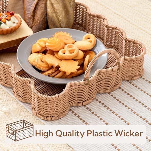 GRANNY SAYS Scalloped Wicker Serving Tray 15x11x2 Inches