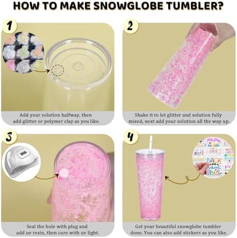 24 Oz Acrylic Snow Globe Tumbler 8 Pack