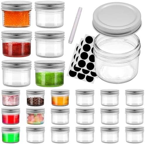 6Pcs 4oz Food Grade Mason Jars with Airtight Lids