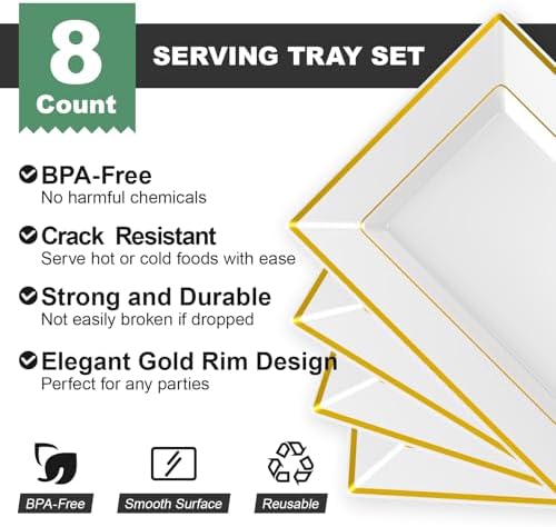 FOCUSLINE 8PCS Plastic Serving Trays Set