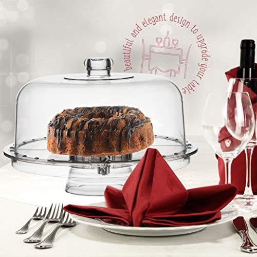 Homeries Acrylic Cake Stand with Lid 6 in 1