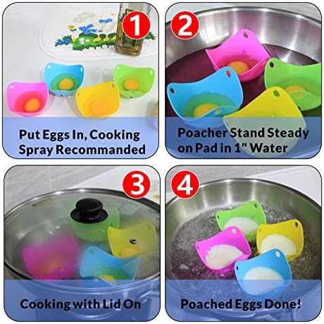 COZILIFE Egg Poacher Set of 4 with Ring Standers