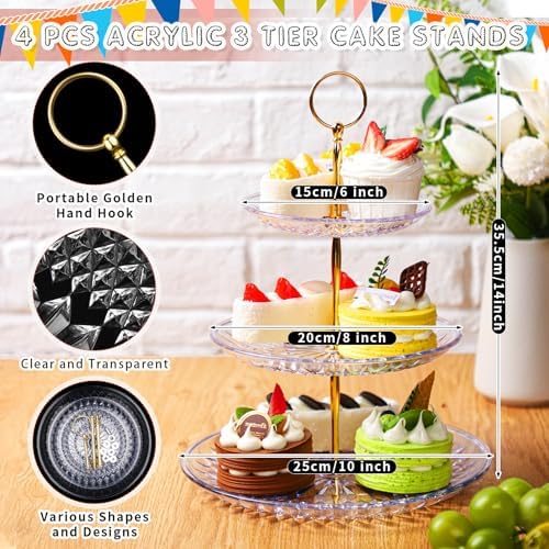 Pinkunn 9 Pcs Acrylic Cake Stand Set for Parties and Events