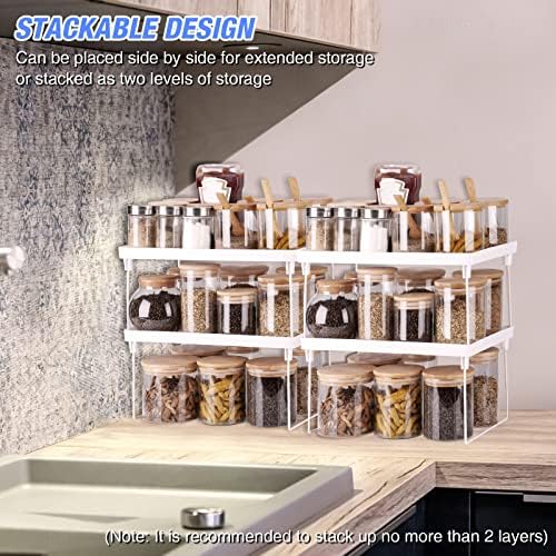 NiHome 4-Pack Stackable Kitchen Storage Shelves - White Organizer Rack