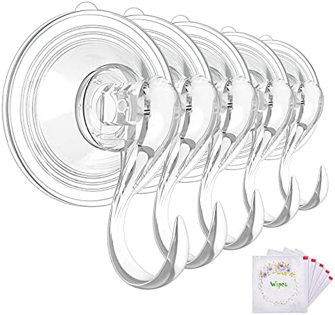 VISV Large Suction Cup Hooks with Wipes 5 Pcs