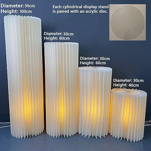 4 PCS Collapsible Wedding Cake Decor Column Stand with Lights