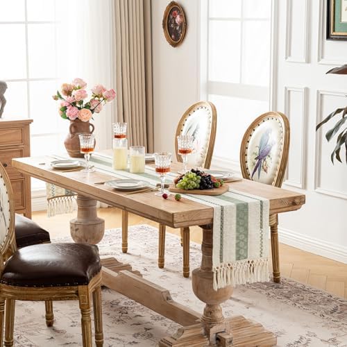 Fancy Homi Sage Green Boho Table Runner 72 Inches Long