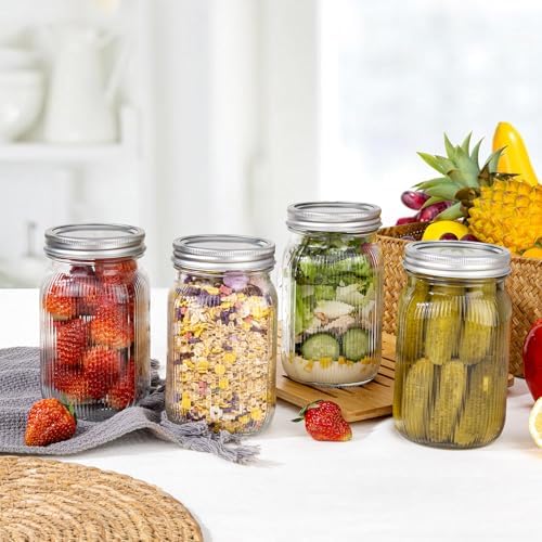 MirthMood 32 OZ Wide Mouth Mason Jars 4 Pack