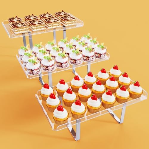 3 Piece Clear Cupcake Stand Set with Iron Legs