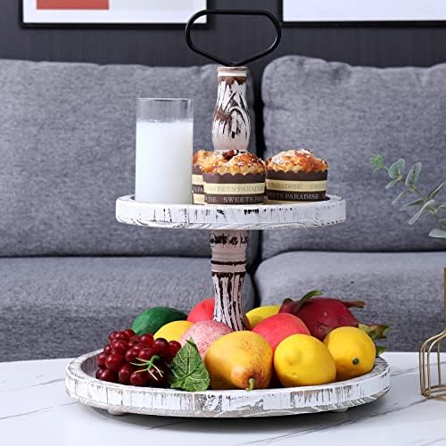 LKMANY 2 Tier Round Rustic Cupcake Stand Trays