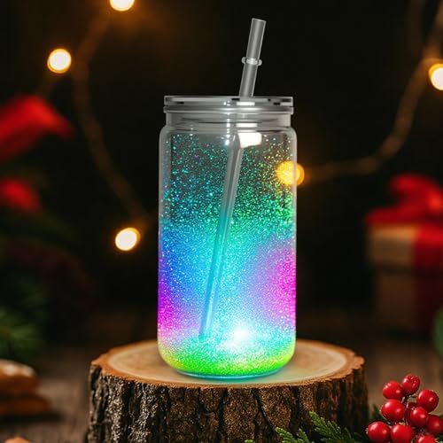 8PCS Plastic Snow Globe Tumblers with Pre Drilled Holes and Silicone Plugs