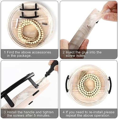 Round Wood Tray with Bead Garland - 13 Home Decor