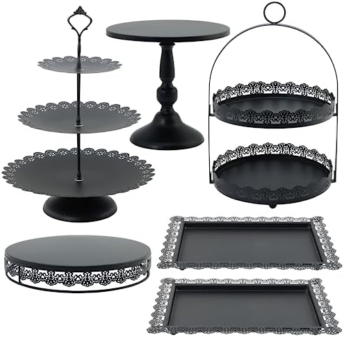 6 Pcs Black Cake Stands Set for Party Serving