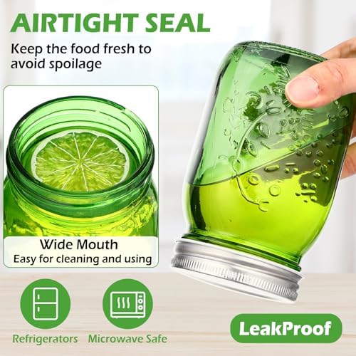 Pinkunn 12 Pcs Dark Green Mason Jars with Lids