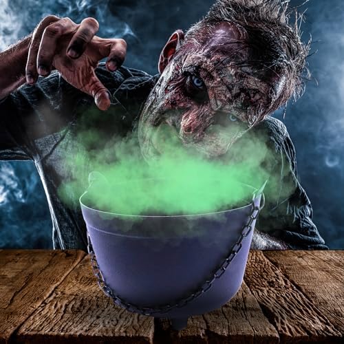 Witches Full Size 9 Inch Bubbling Cauldron with Chain Handle
