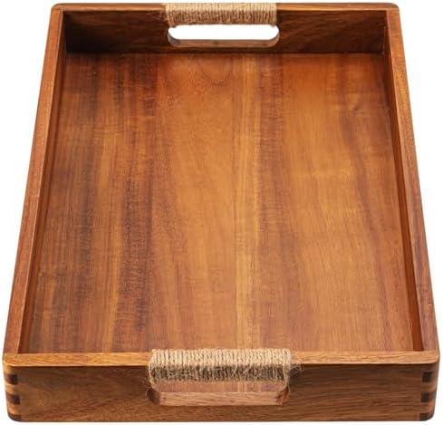 165 x 12 Inches Acacia Wood Serving Tray with Handles