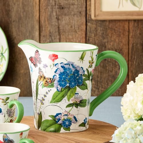 Greenhouse 112 Ounce Ceramic Pitcher with Flowers