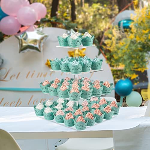 CECOLIC 4 Tier Acrylic Cupcake Stand for Events