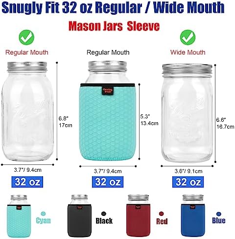 Desing Wish 32 Oz Mason Jar Neoprene Sleeve 4 Pack