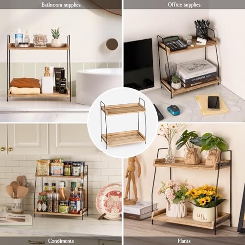 ANBOXIT 2 Tier Coffee Station Organizer Brown