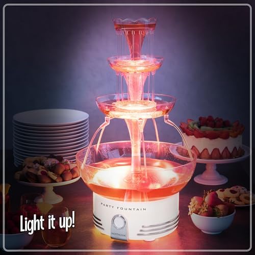 Nostalgia Countertop Retro Beverage Fountain with LED Light - 3 Tiered Tower