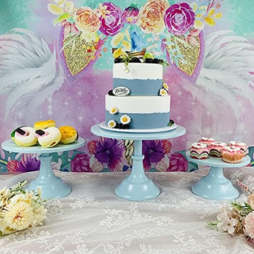 3 Pcs Blue Metal Cake Stand Set for Parties and Celebrations