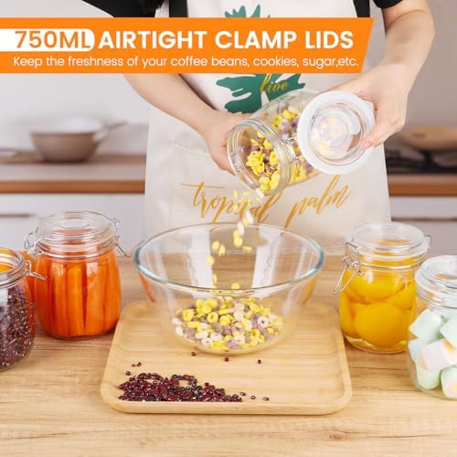 AuroTrends 25oz Glass Jars with Airtight Lids 6Pack