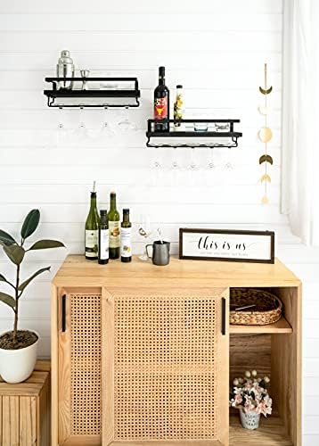 Mkono Wall Mounted Wine Rack Set of 2 Black