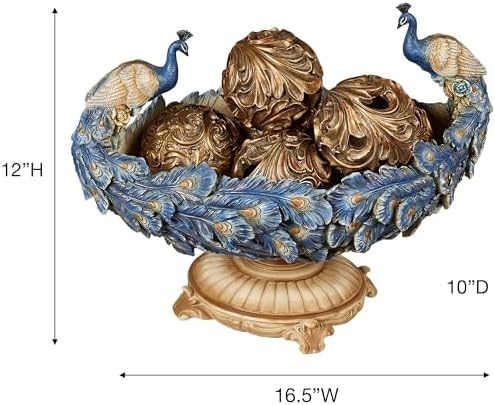 Touch of Class Peacock Centerpiece Bowl Blue 165 Inches Wide