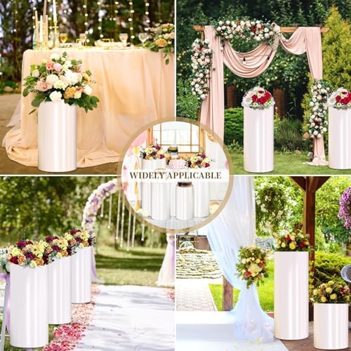 White PVC Cylinder Pedestal Stand for Parties 5PCS