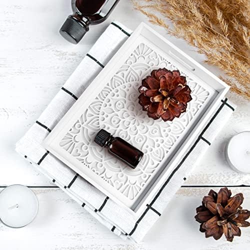 LINKOVE Wooden Serving Tray with Handles 15x10