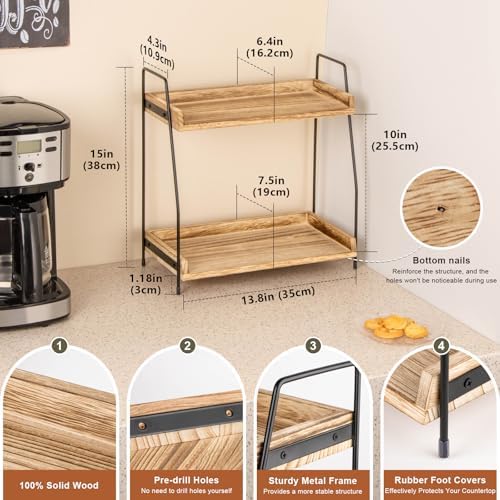 ANBOXIT 2 Tier Coffee Station Organizer Brown