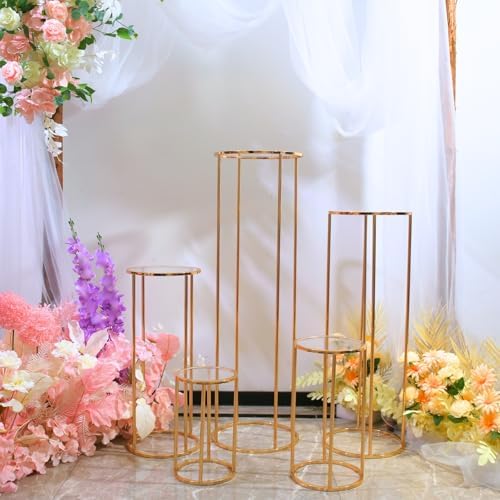 5PCS Round Gold Cake Stand for Party Display