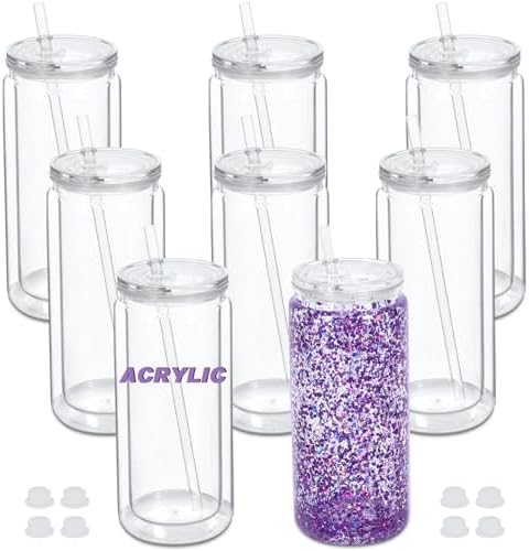 20 oz Clear Snow Globe Tumbler 8 Pack DIY Set